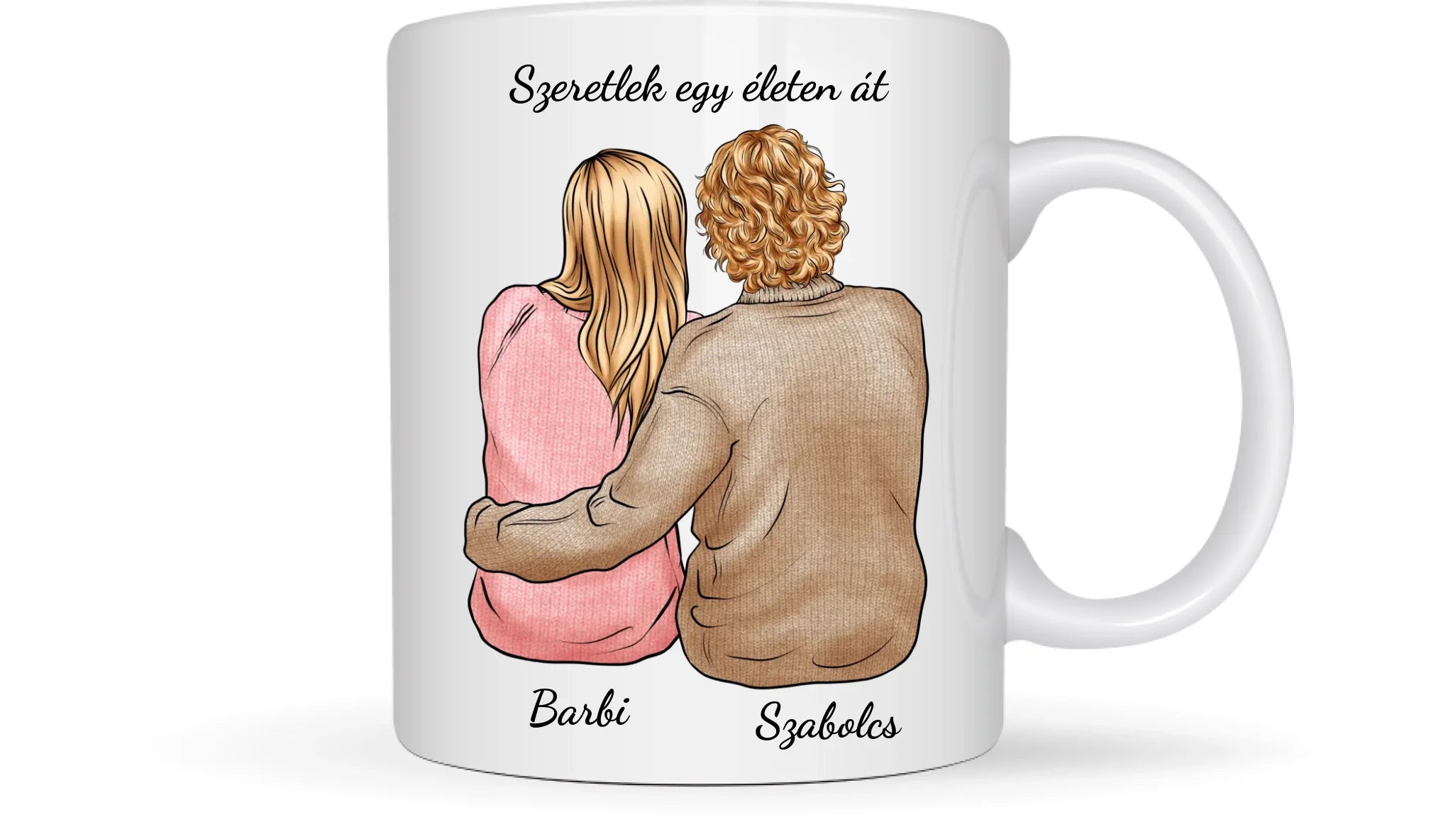 Pulcsis összebújós páros - Egyedi személyre szabható bögre