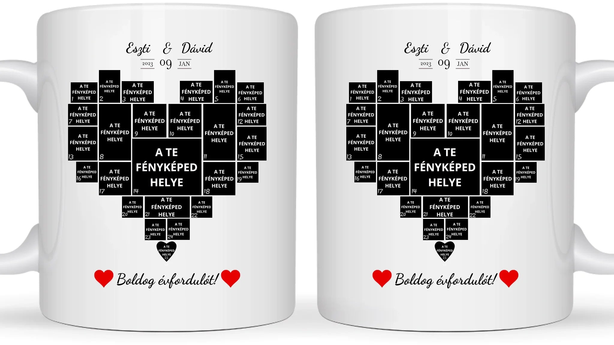 Saját fényképes szív alakú - Egyedi személyre szabható bögre