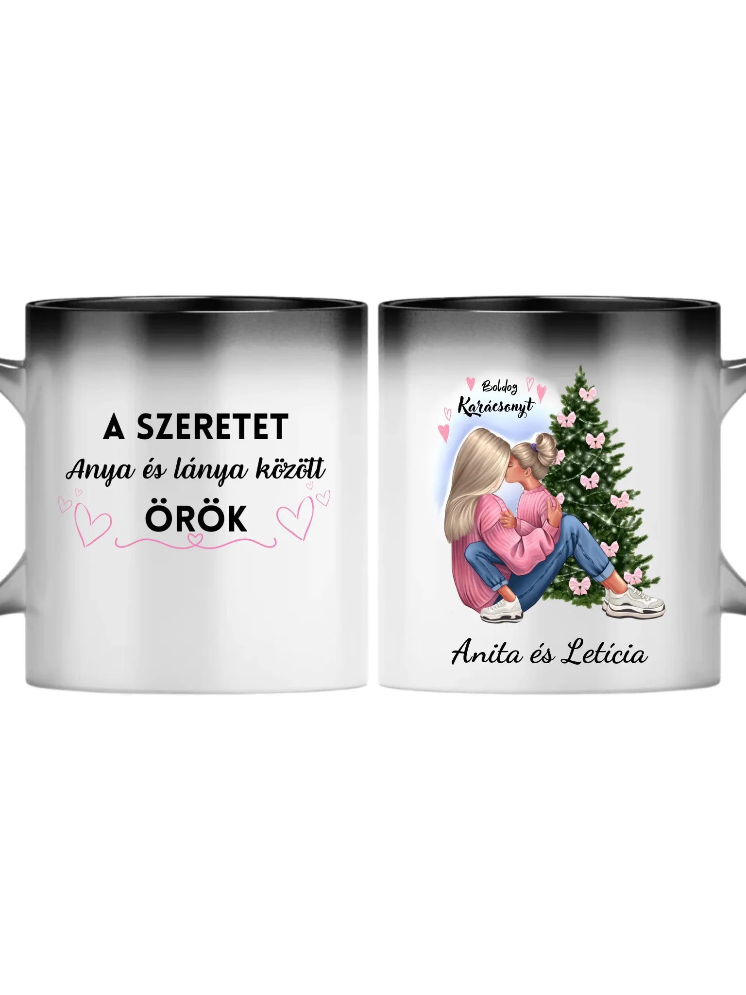 Édesanya és lánya karácsony - Egyedi személyre szabható bögre