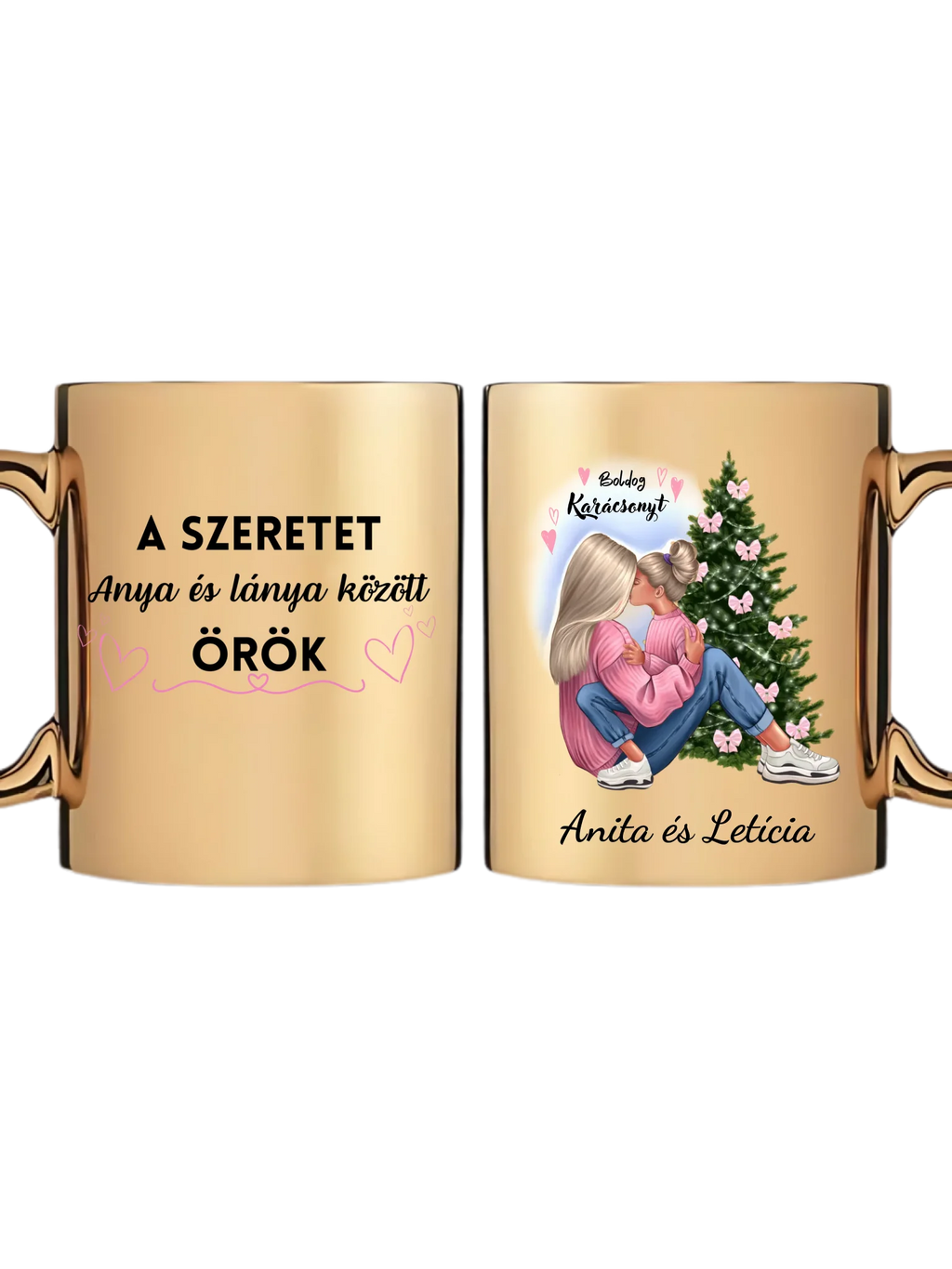 Édesanya és lánya karácsony - Egyedi személyre szabható bögre