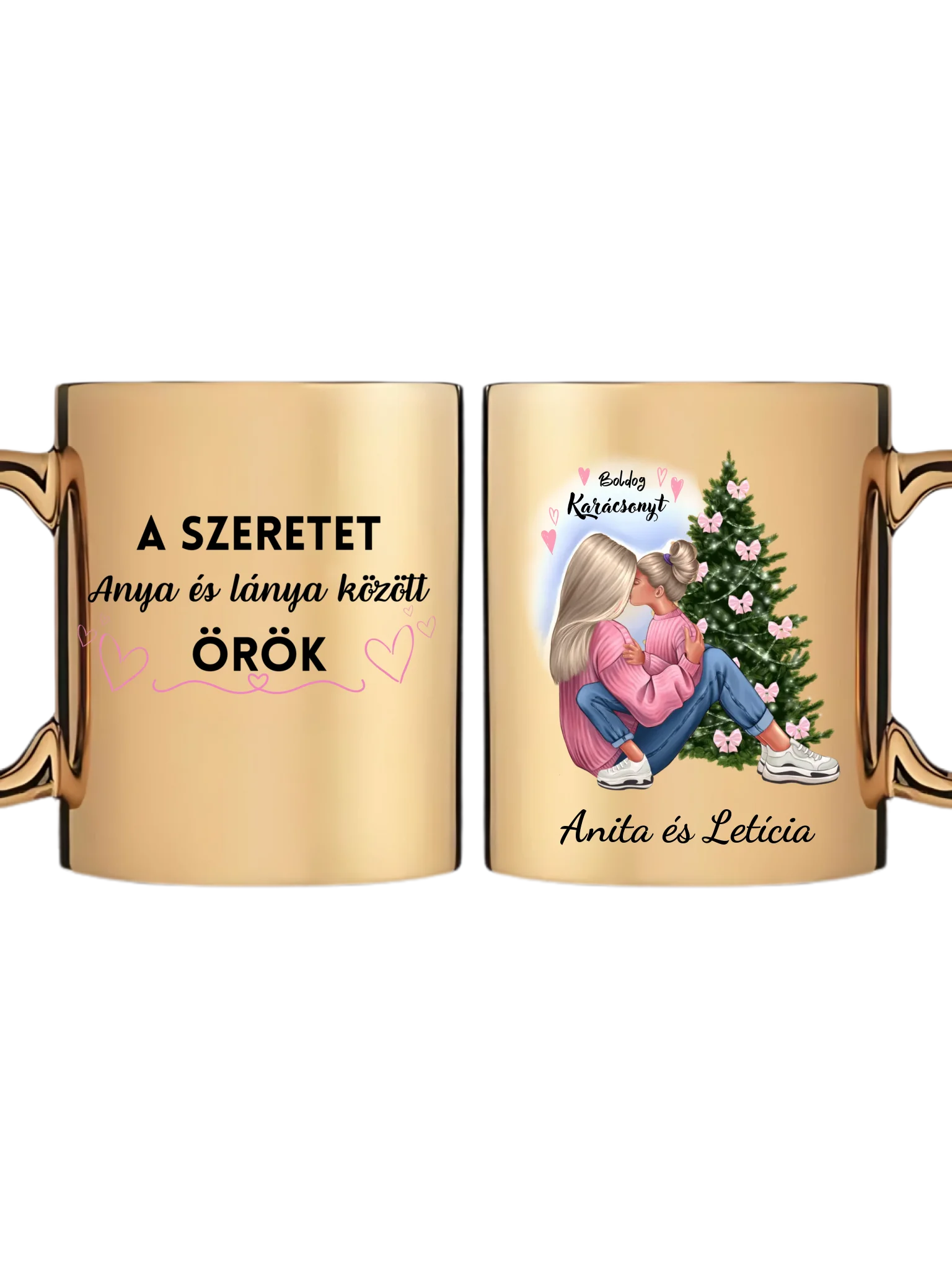 Édesanya és lánya karácsony - Egyedi személyre szabható bögre