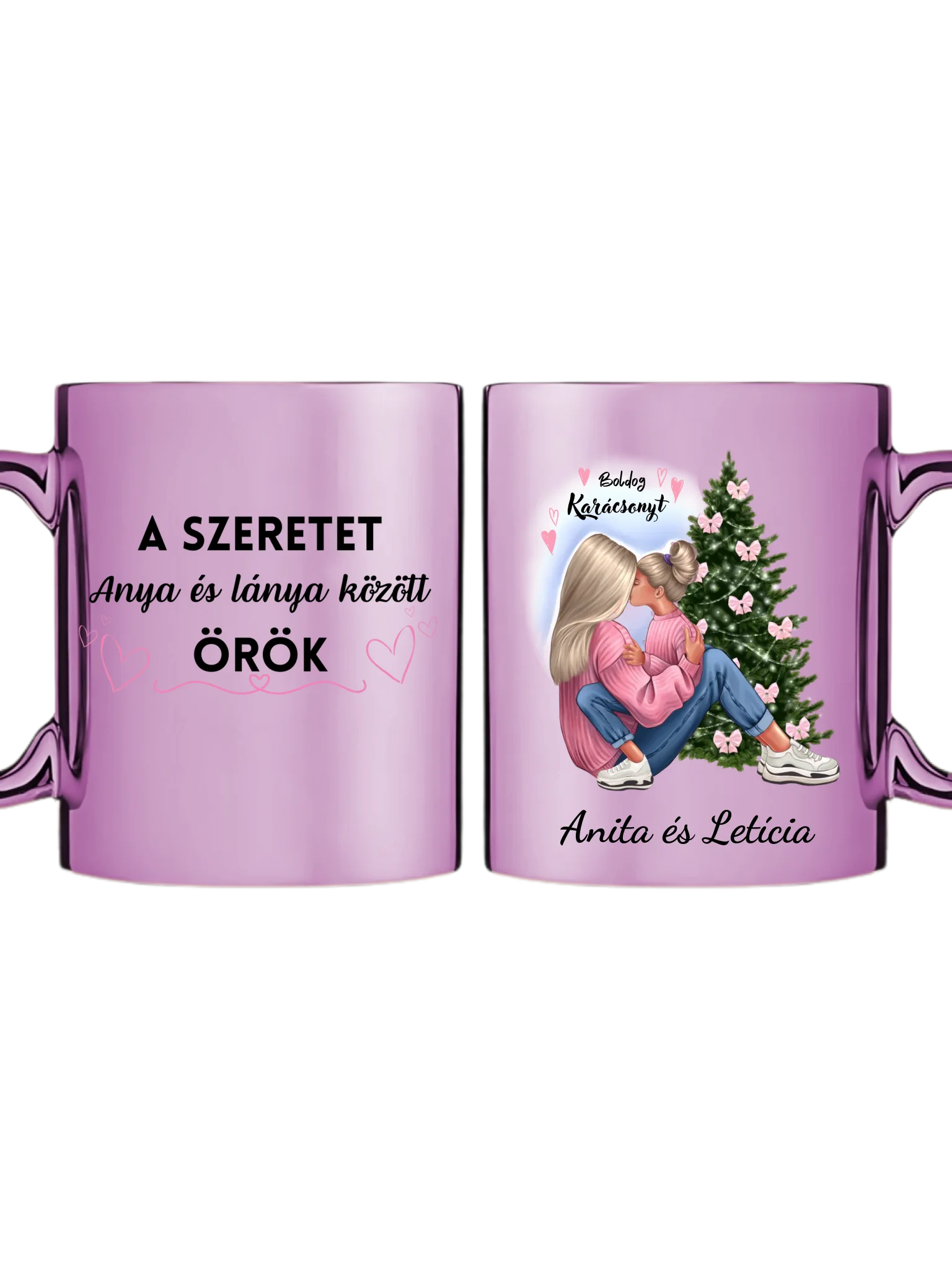 Édesanya és lánya karácsony - Egyedi személyre szabható bögre