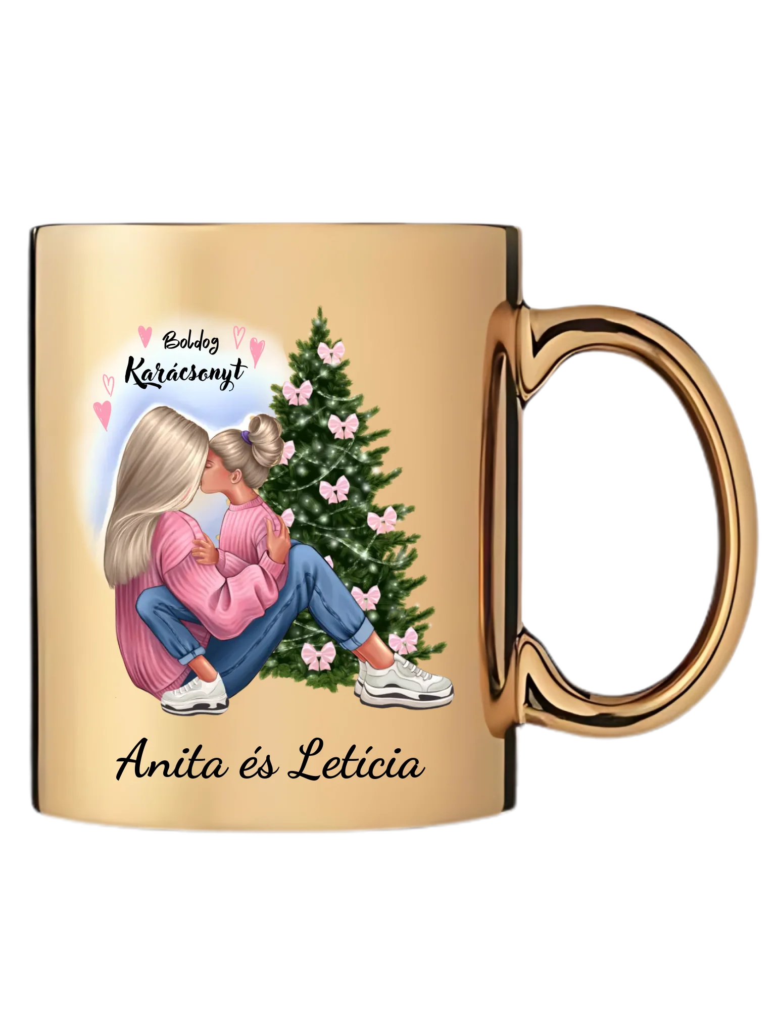 Édesanya és lánya karácsony - Egyedi személyre szabható bögre