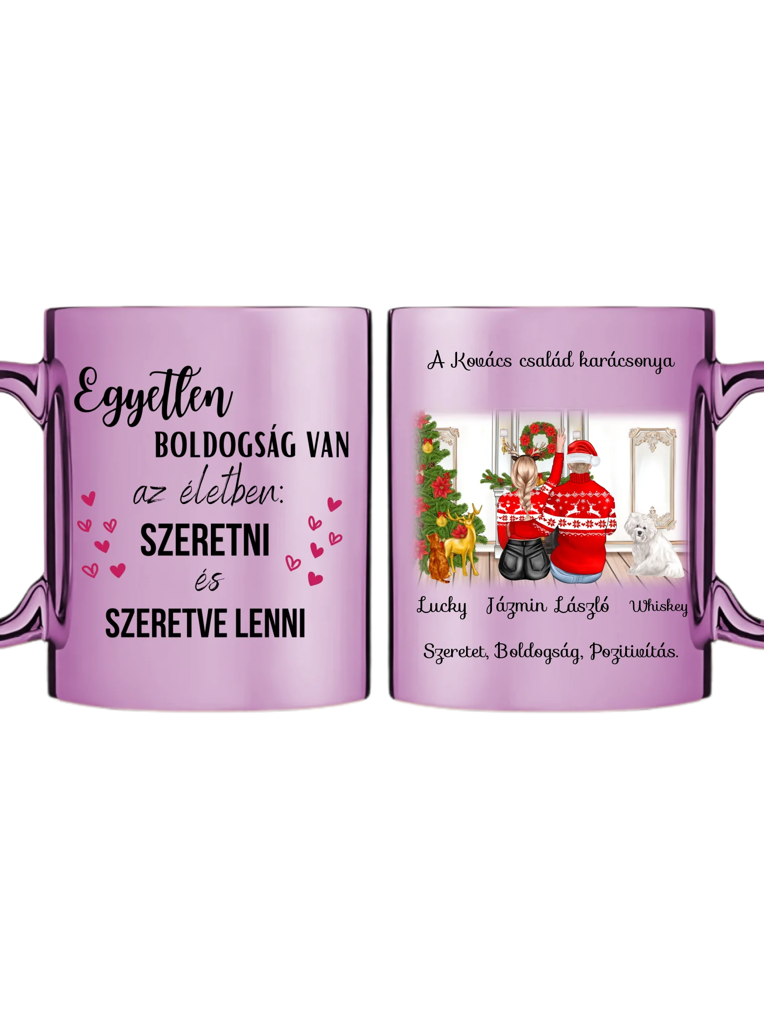 Karácsonyi pár kis kedvenceikkel - Egyedi személyre szabható bögre
