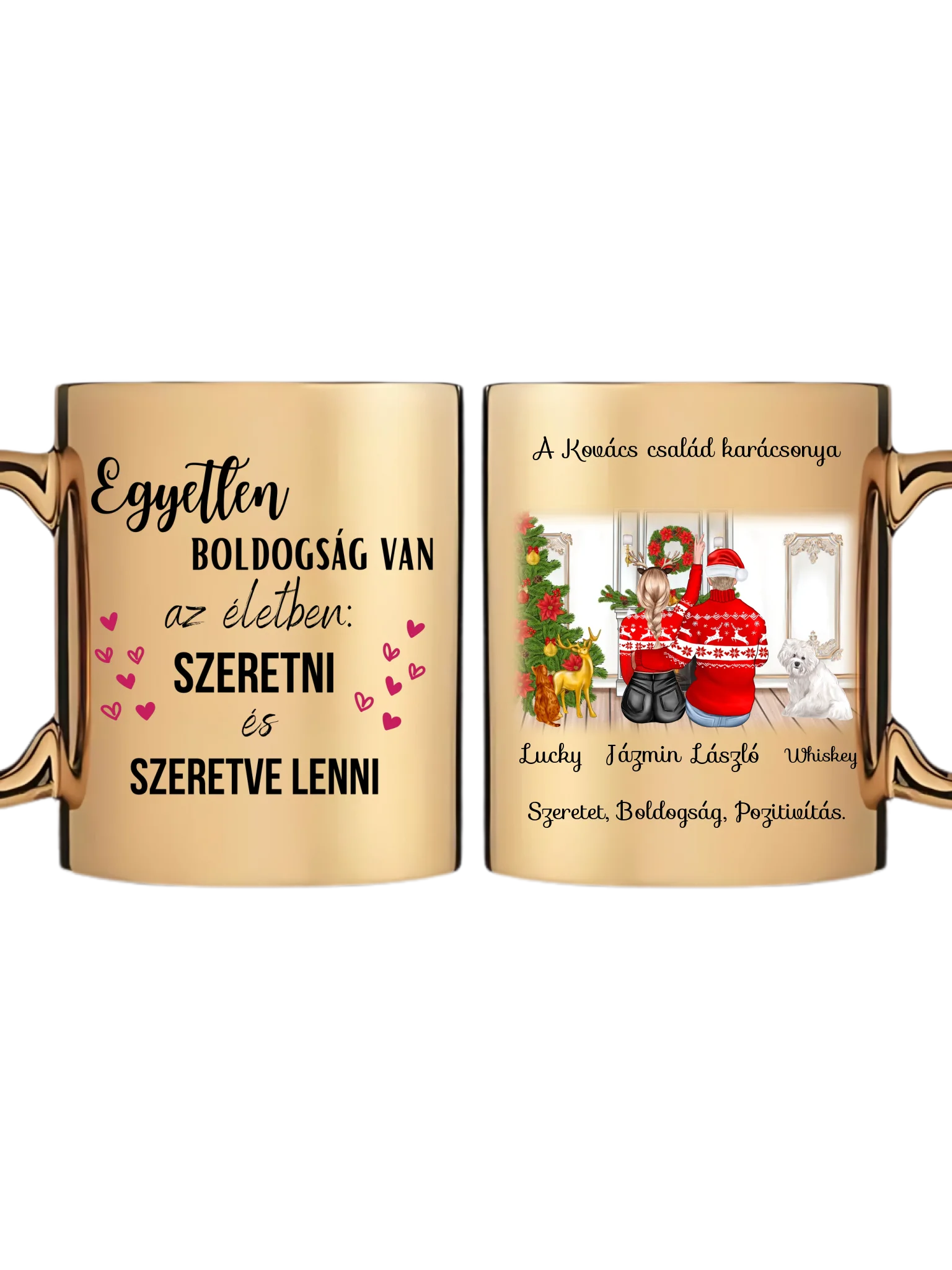 Karácsonyi pár kis kedvenceikkel - Egyedi személyre szabható bögre