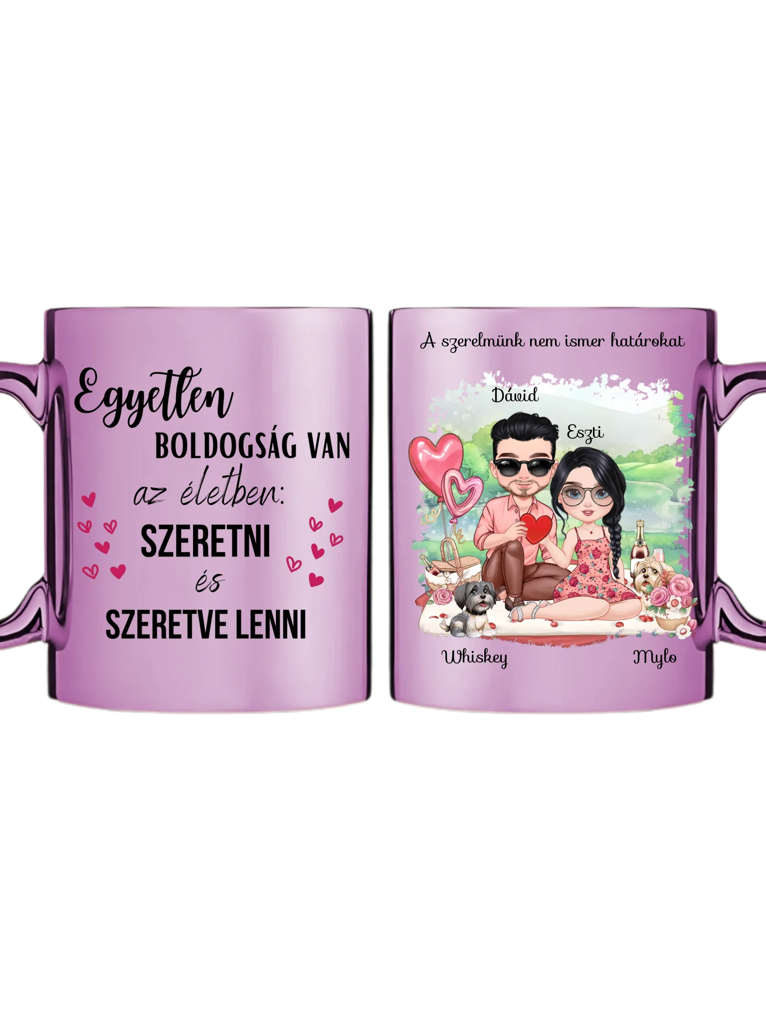 Rózsaszín metál bögre kettős