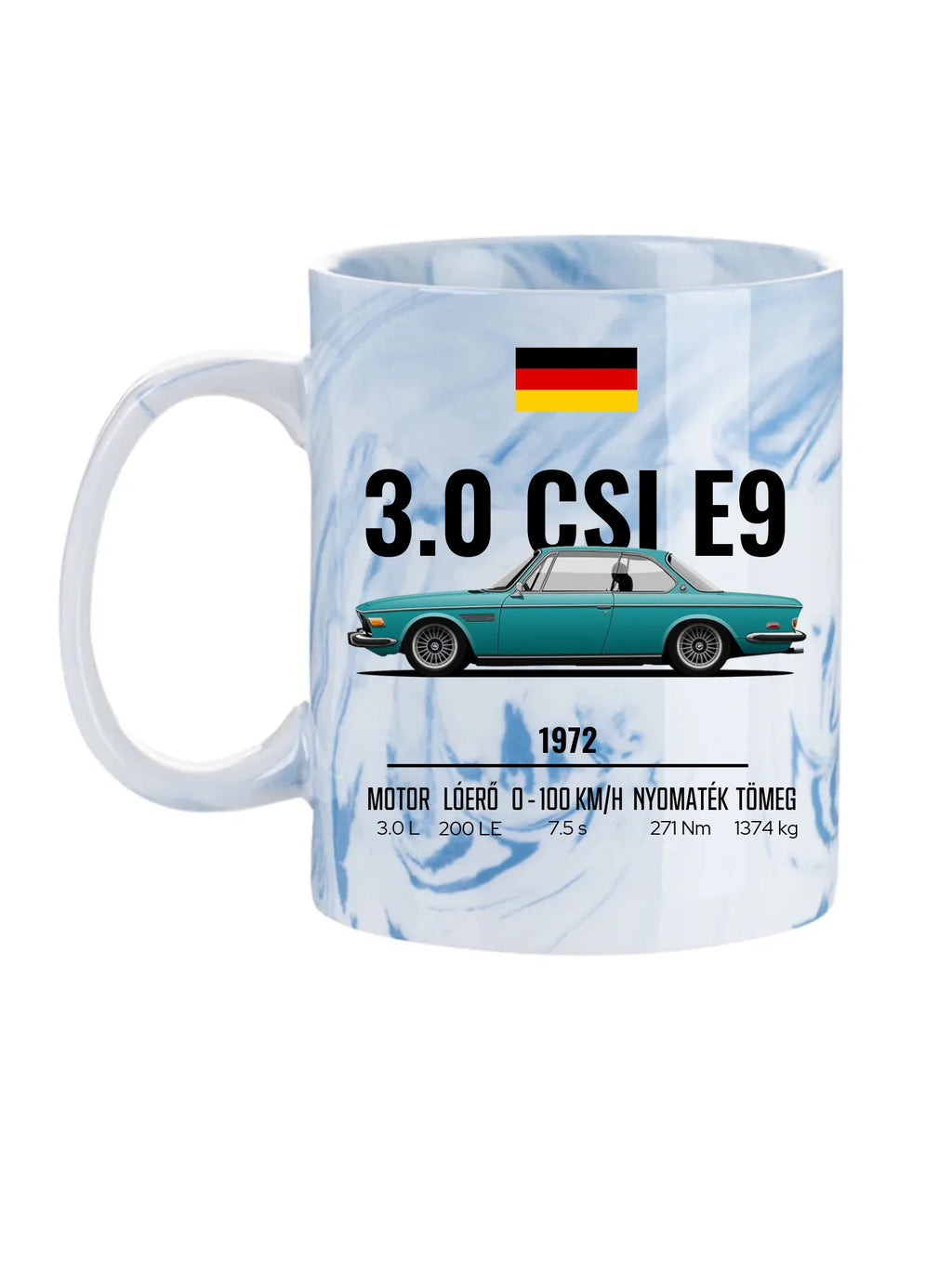 Autó illusztráció - 3.0 CSI E9 60. - Egyedi személyre szabható bögre