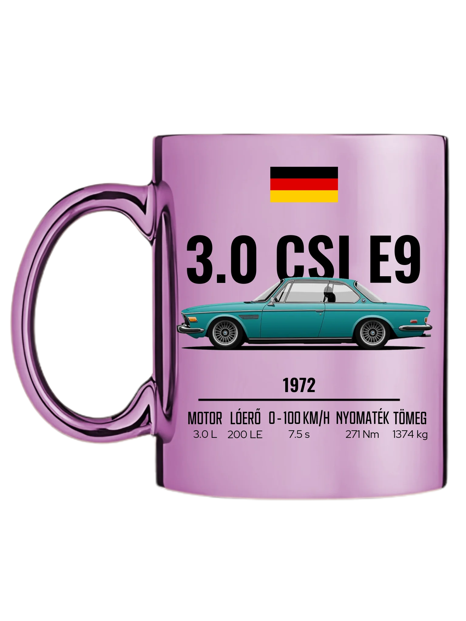 Autó illusztráció - 3.0 CSI E9 60. - Egyedi személyre szabható bögre