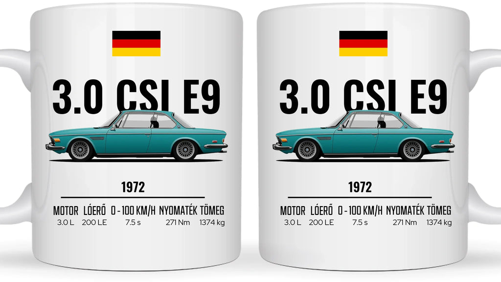 Autó illusztráció - 3.0 CSI E9 60. - Egyedi személyre szabható bögre