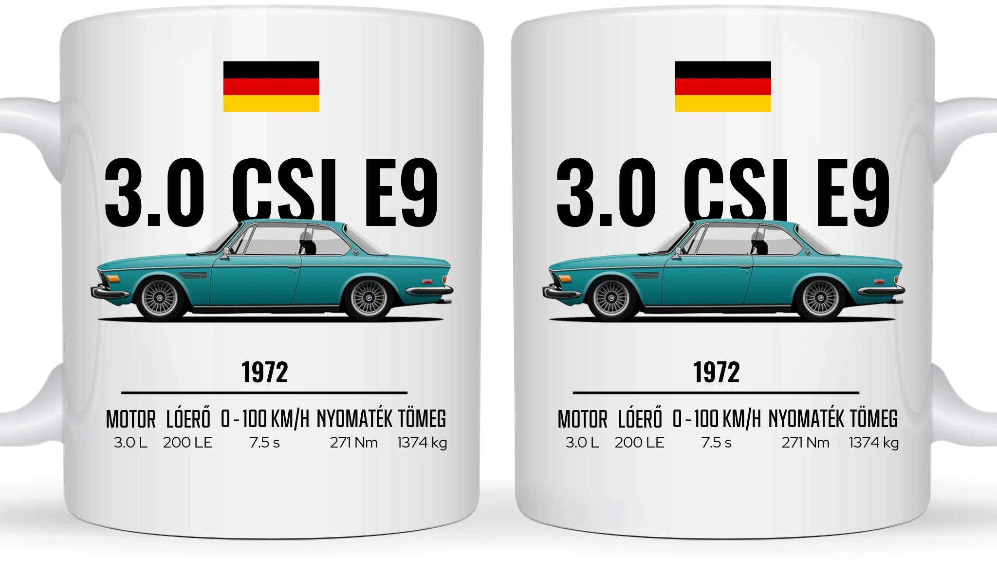 Autó illusztráció - 3.0 CSI E9 60. - Egyedi személyre szabható bögre
