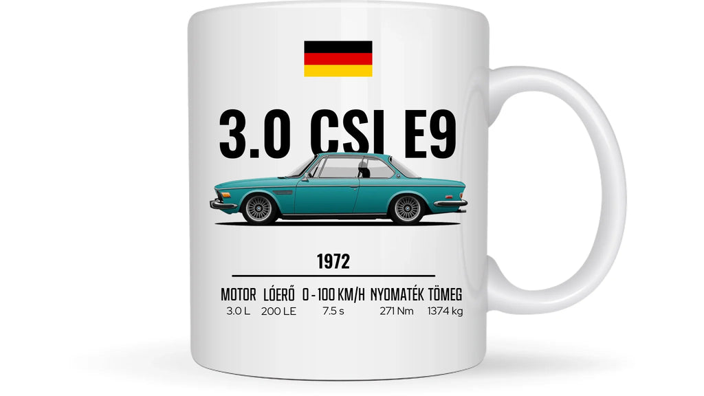 Autó illusztráció - 3.0 CSI E9 60. - Egyedi személyre szabható bögre