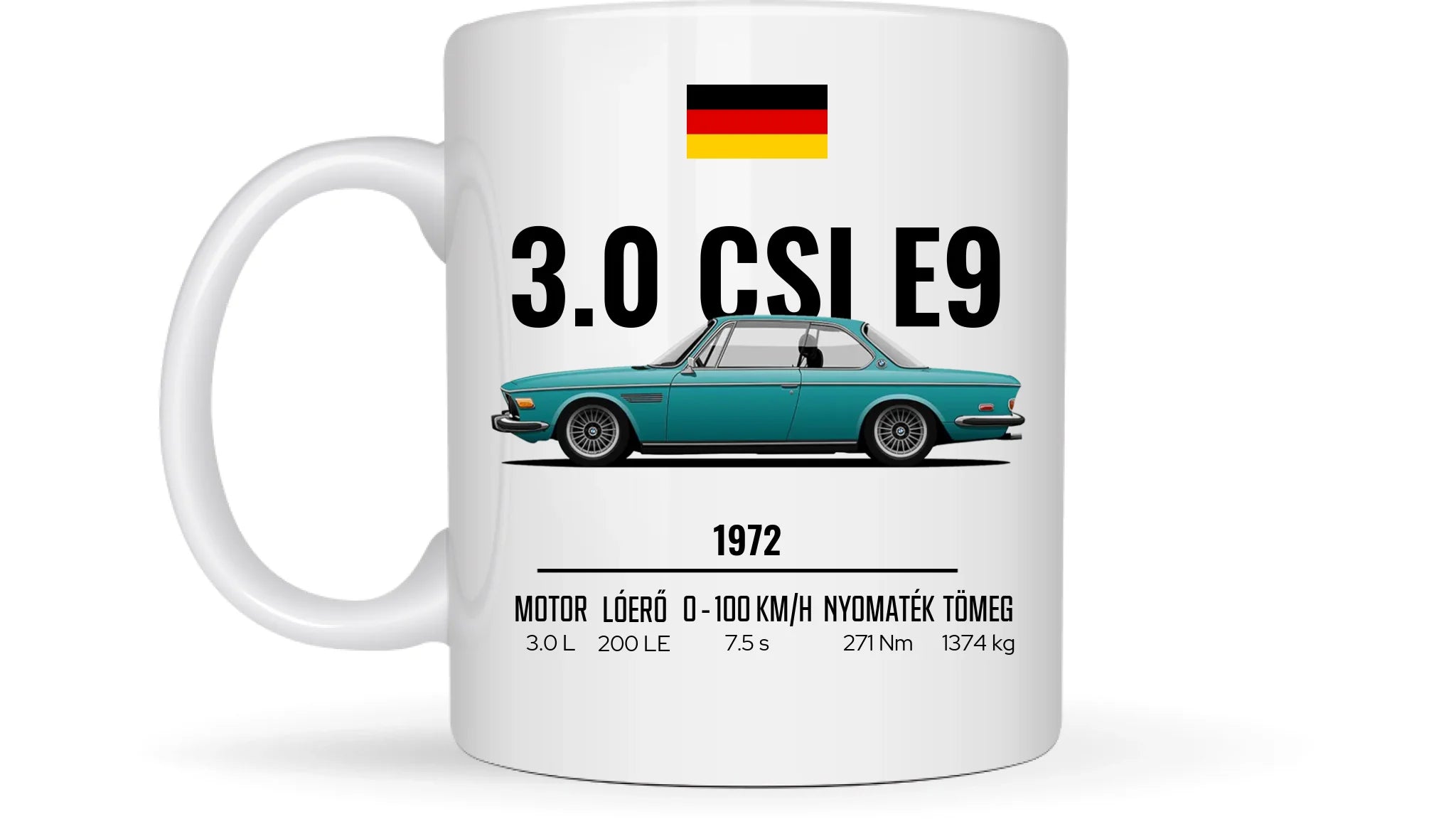 Autó illusztráció - 3.0 CSI E9 60. - Egyedi személyre szabható bögre