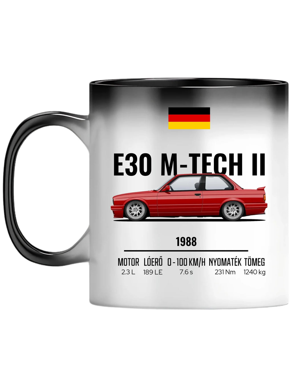 Autó illusztráció - E30 M-Tech II 64. - Egyedi személyre szabható bögre