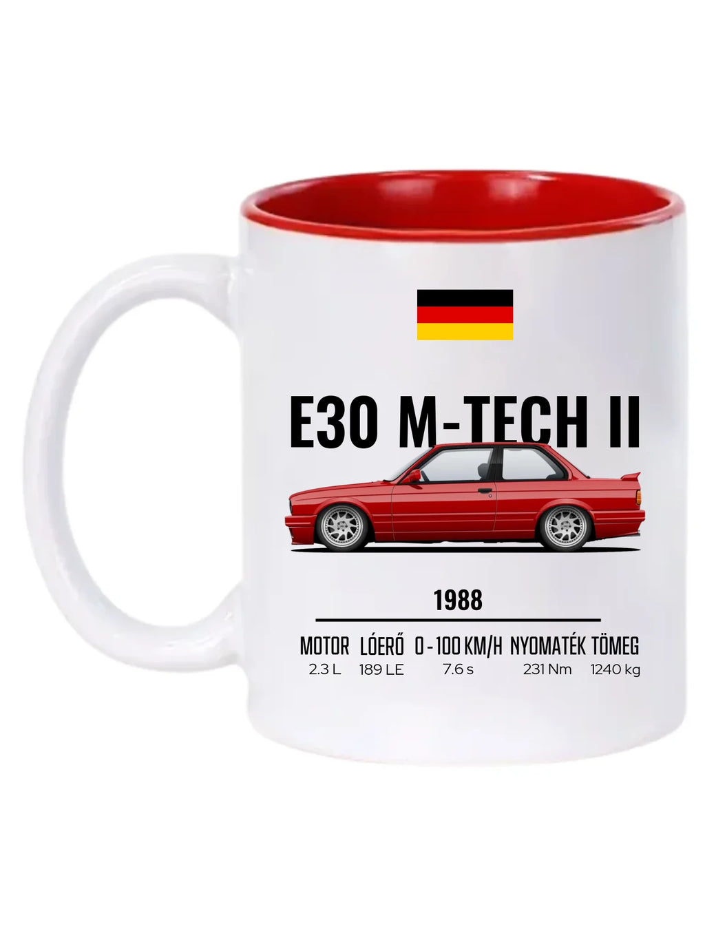 Autó illusztráció - E30 M-Tech II 64. - Egyedi személyre szabható bögre
