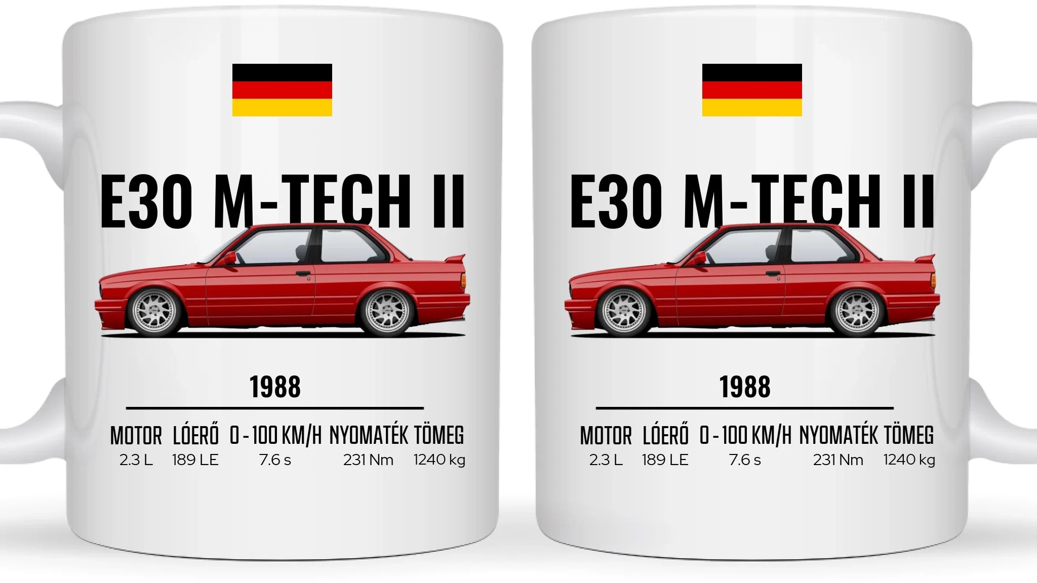 Autó illusztráció - E30 M-Tech II 64. - Egyedi személyre szabható bögre