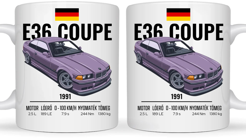 Autó illusztráció - E36 Coupe 66. - Egyedi személyre szabható bögre