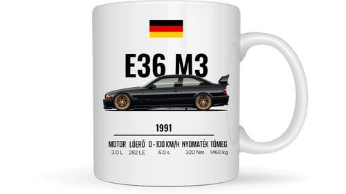 Autó illusztráció - E36 M3 67. - Egyedi személyre szabható bögre