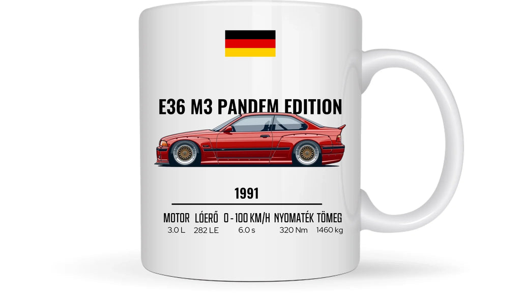 Autó illusztráció - E36 M3 Pandem Edition 68. - Egyedi személyre szabható bögre