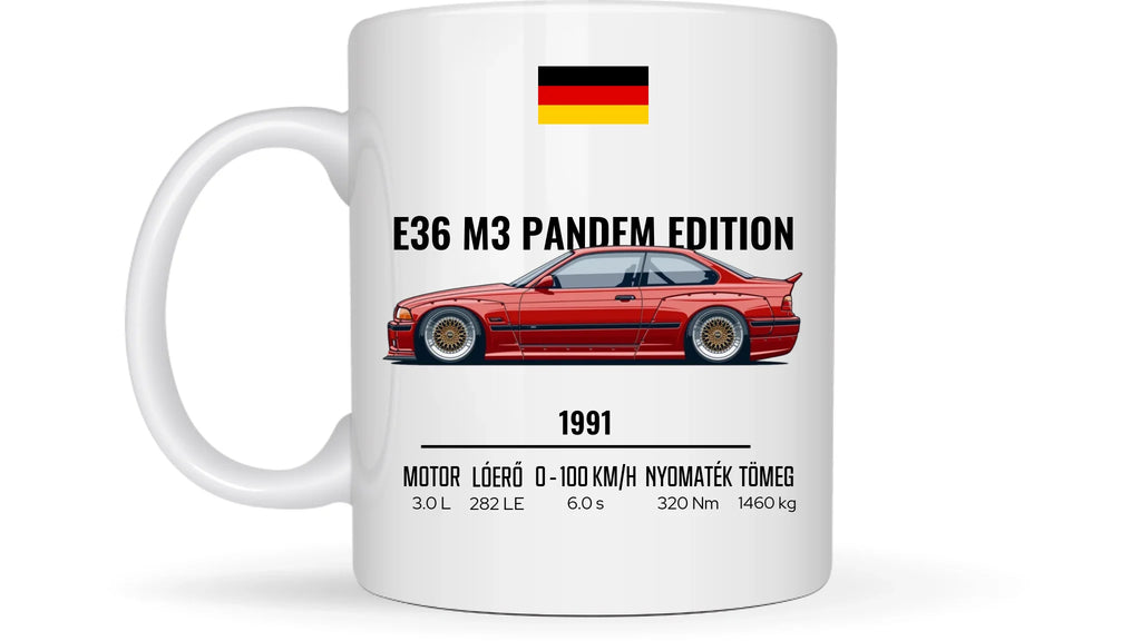 Autó illusztráció - E36 M3 Pandem Edition 68. - Egyedi személyre szabható bögre