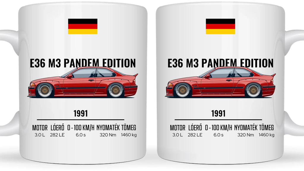 Autó illusztráció - E36 M3 Pandem Edition 68. - Egyedi személyre szabható bögre