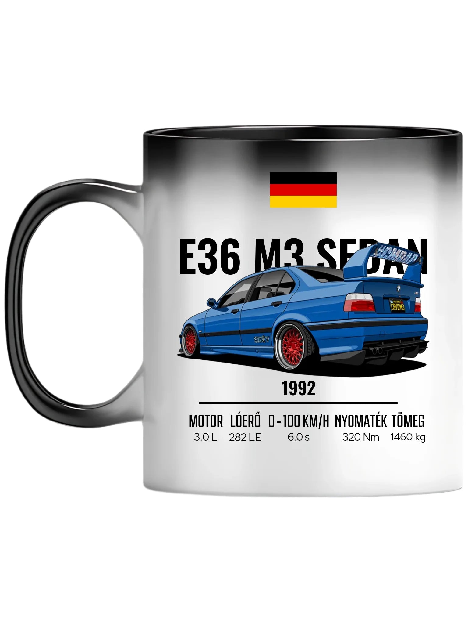Autó illusztráció - E36 M3 Sedan 69. - Egyedi személyre szabható bögre