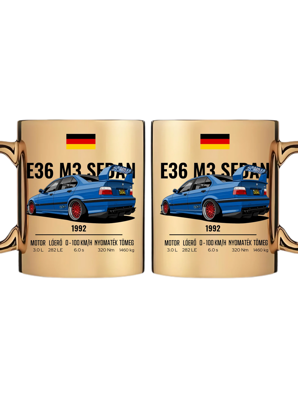 Autó illusztráció - E36 M3 Sedan 69. - Egyedi személyre szabható bögre