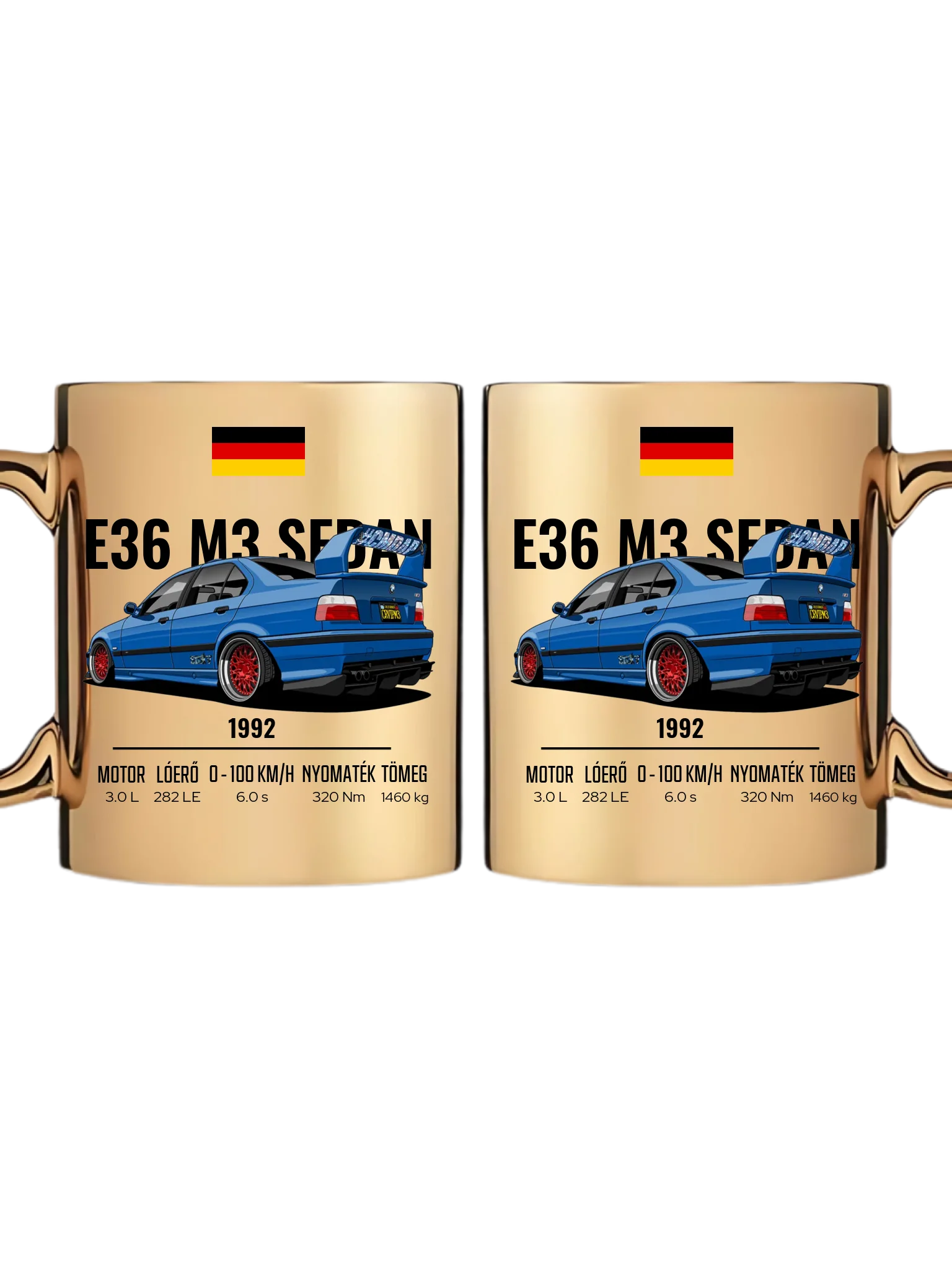 Autó illusztráció - E36 M3 Sedan 69. - Egyedi személyre szabható bögre