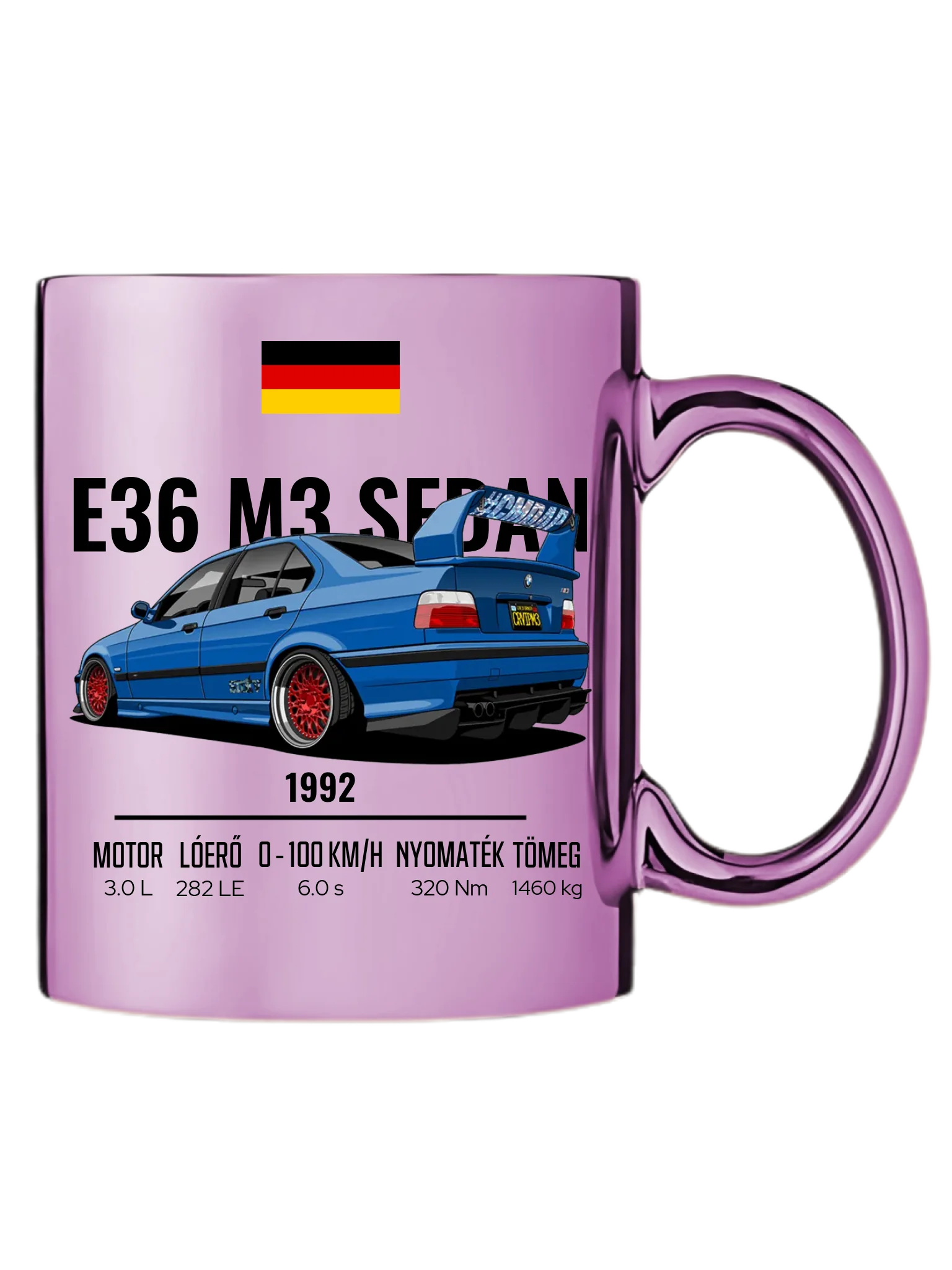 Autó illusztráció - E36 M3 Sedan 69. - Egyedi személyre szabható bögre