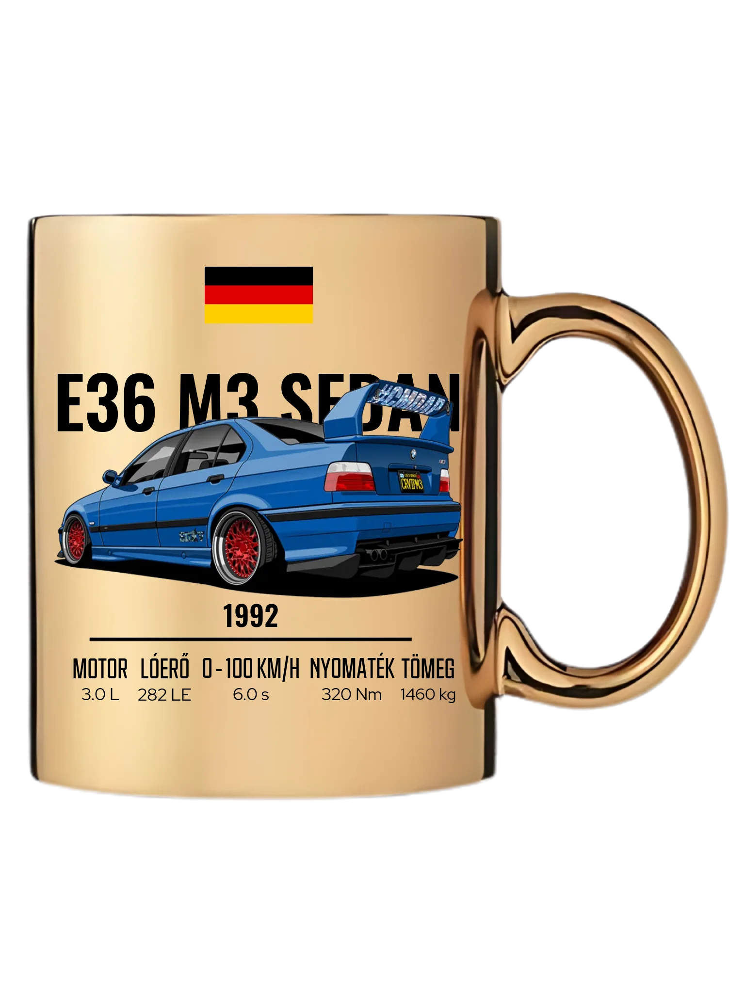Autó illusztráció - E36 M3 Sedan 69. - Egyedi személyre szabható bögre