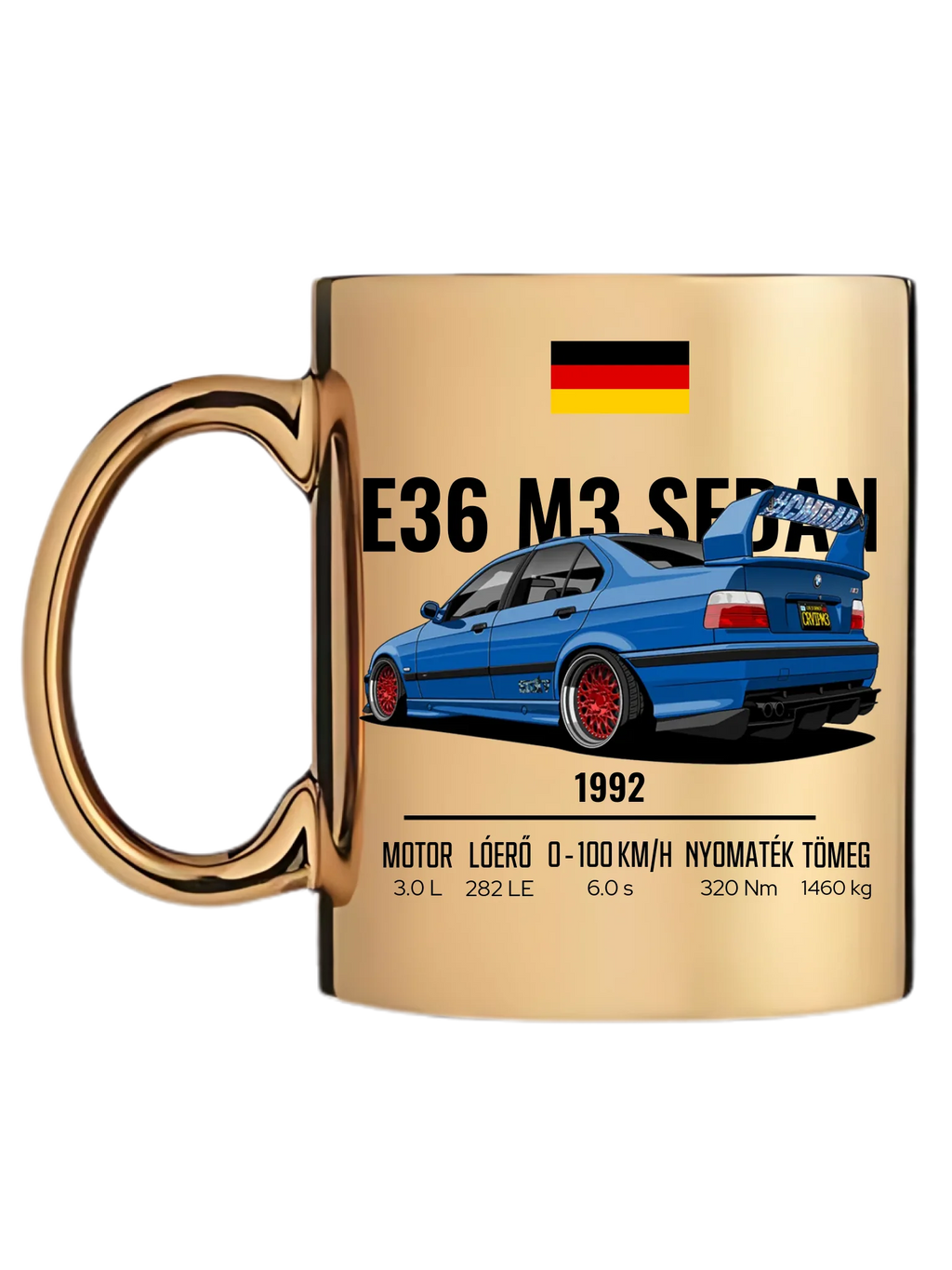 Autó illusztráció - E36 M3 Sedan 69. - Egyedi személyre szabható bögre