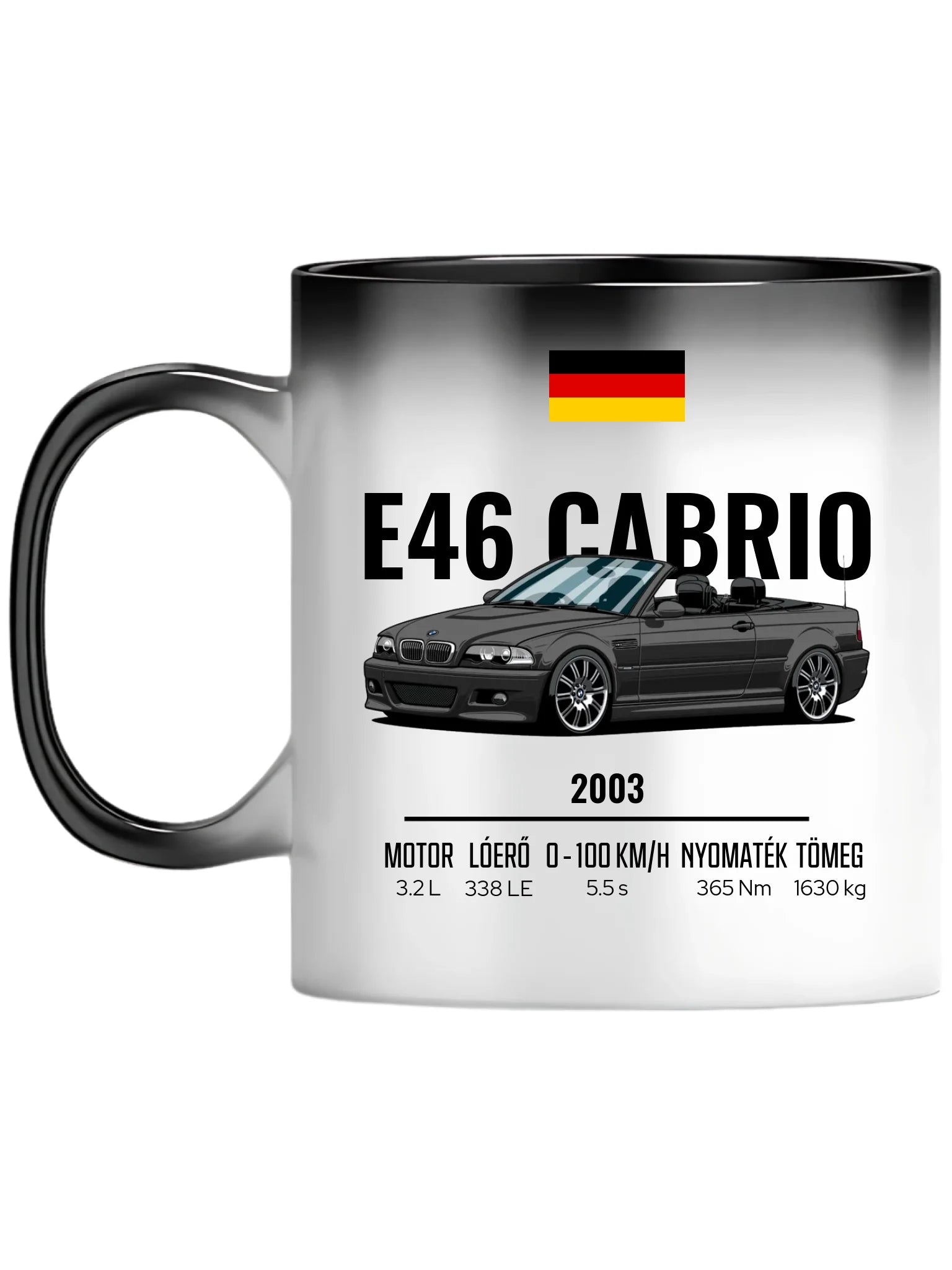 Autó illusztráció - E46 M3 Cabrio 70. - Egyedi személyre szabható bögre