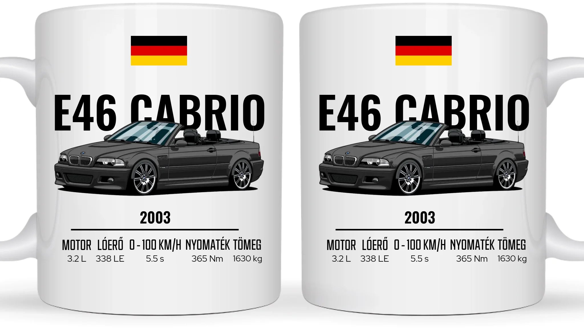 Autó illusztráció - E46 M3 Cabrio 70. - Egyedi személyre szabható bögre