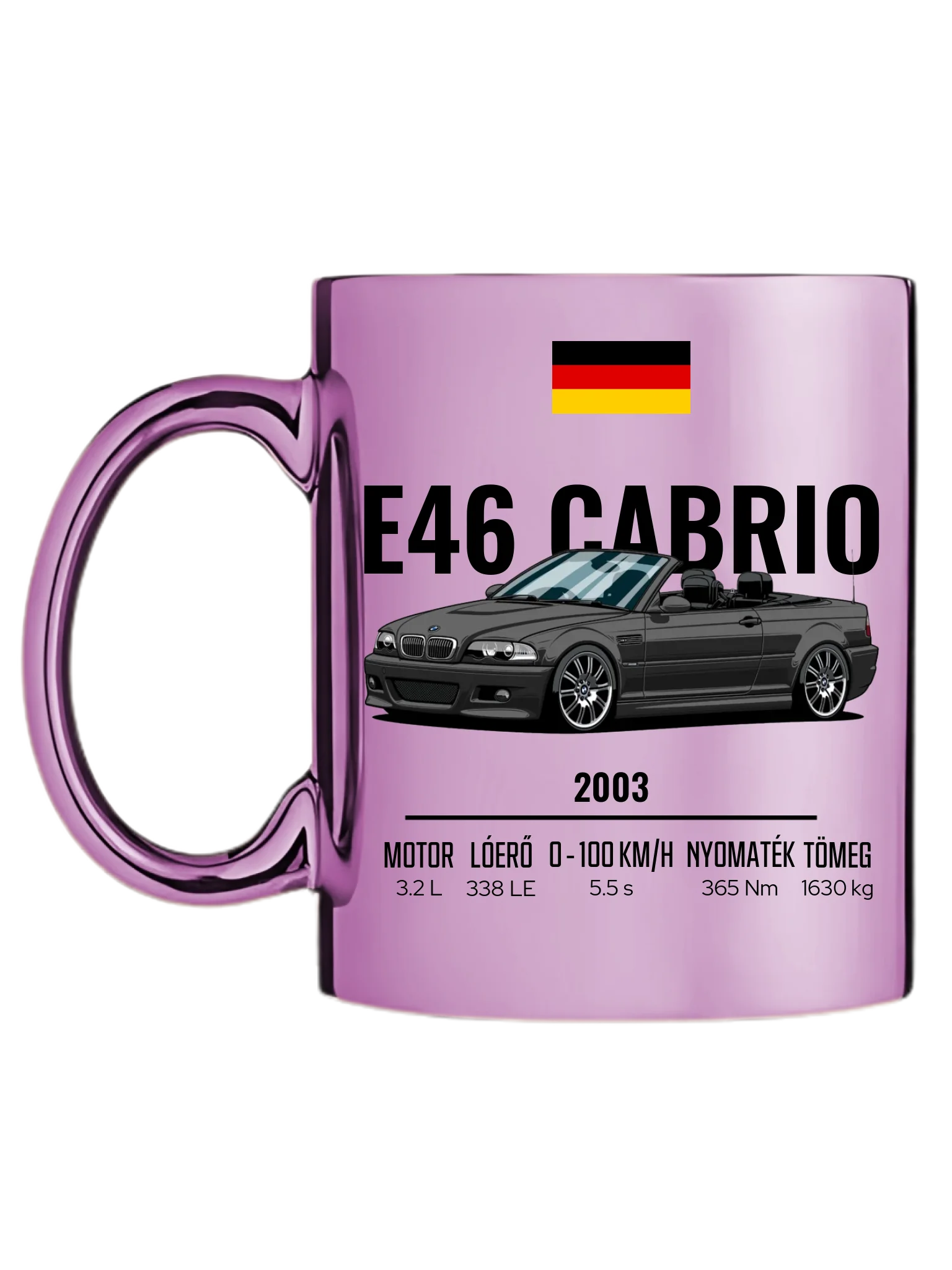 Autó illusztráció - E46 M3 Cabrio 70. - Egyedi személyre szabható bögre