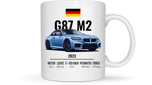 Autó illusztráció - G87 M2 72. - Egyedi személyre szabható bögre
