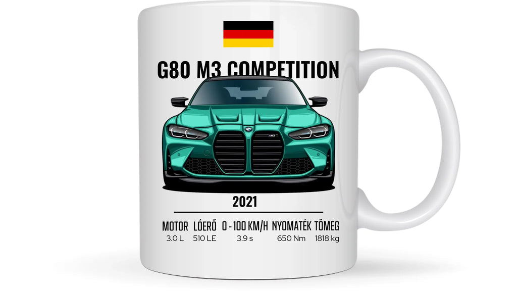 Autó illusztráció - G80 M3 Competition 74. - Egyedi személyre szabható bögre