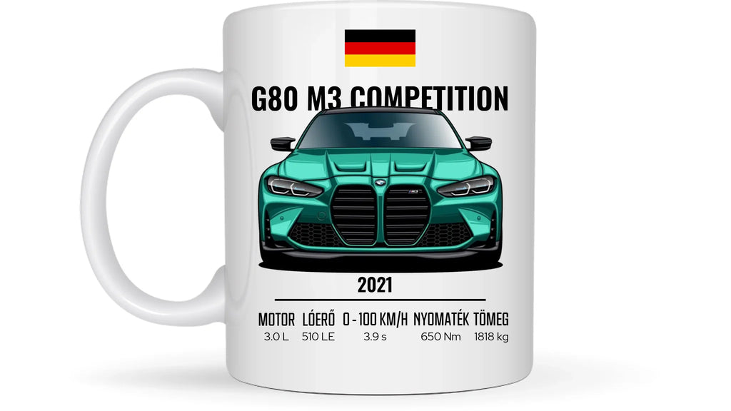 Autó illusztráció - G80 M3 Competition 74. - Egyedi személyre szabható bögre