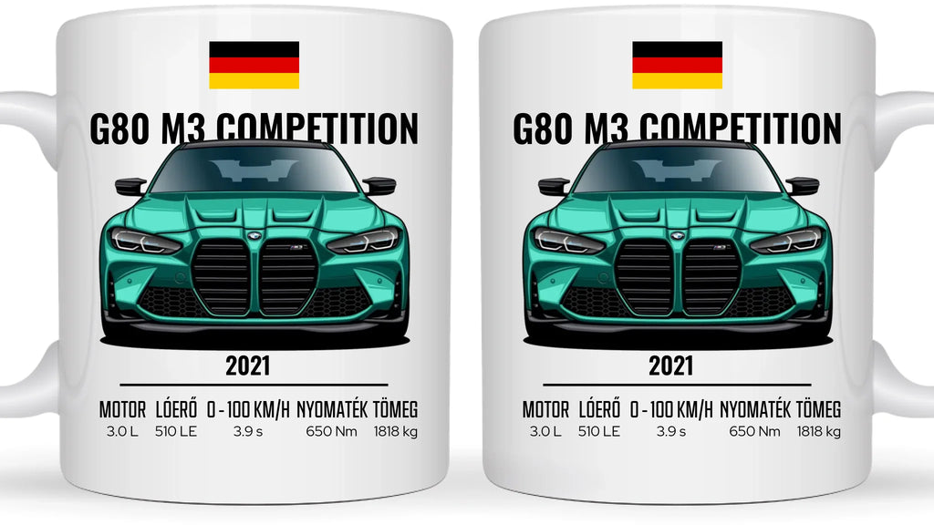 Autó illusztráció - G80 M3 Competition 74. - Egyedi személyre szabható bögre