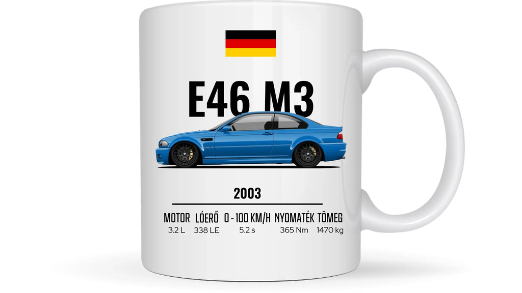 Autó illusztráció - E46 M3 75. - Egyedi személyre szabható bögre