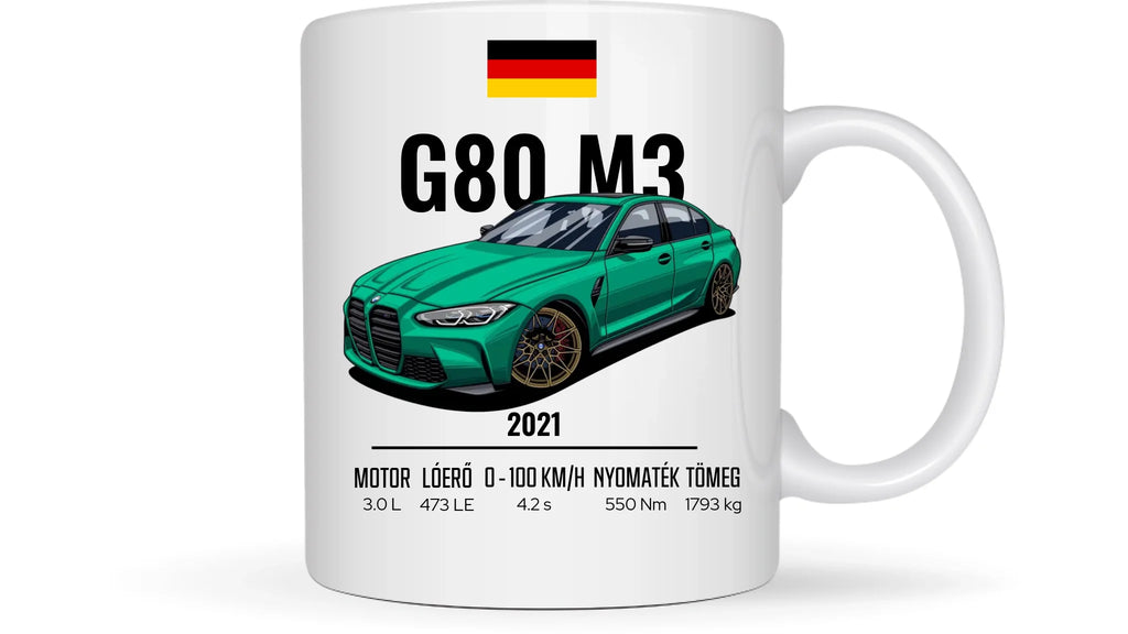 Autó illusztráció - G80 M3 76. - Egyedi személyre szabható bögre