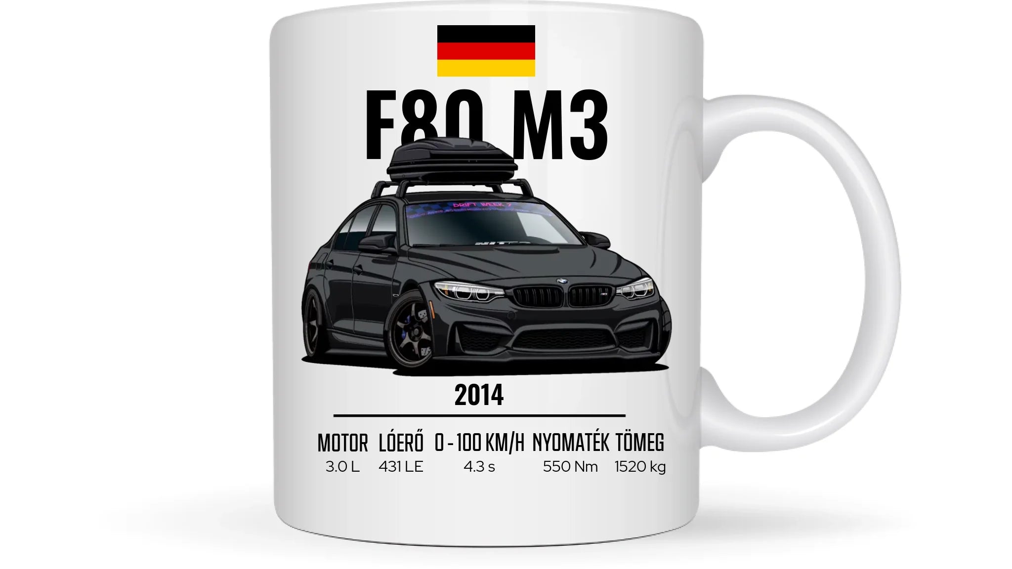 Autó illusztráció - F80 M3 77. - Egyedi személyre szabható bögre