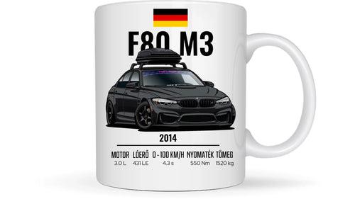 Autó illusztráció - F80 M3 77. - Egyedi személyre szabható bögre