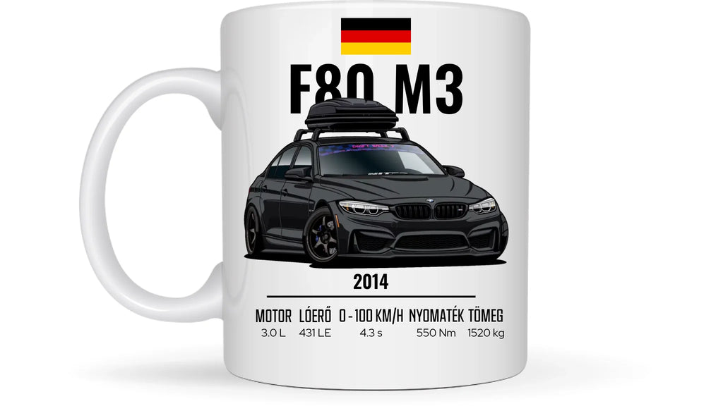 Autó illusztráció - F80 M3 77. - Egyedi személyre szabható bögre