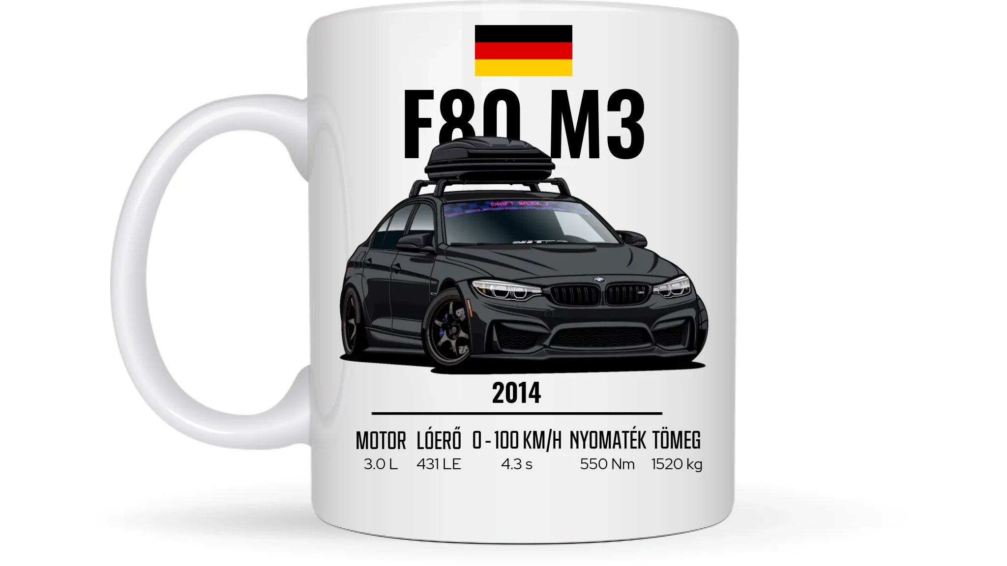 Autó illusztráció - F80 M3 77. - Egyedi személyre szabható bögre