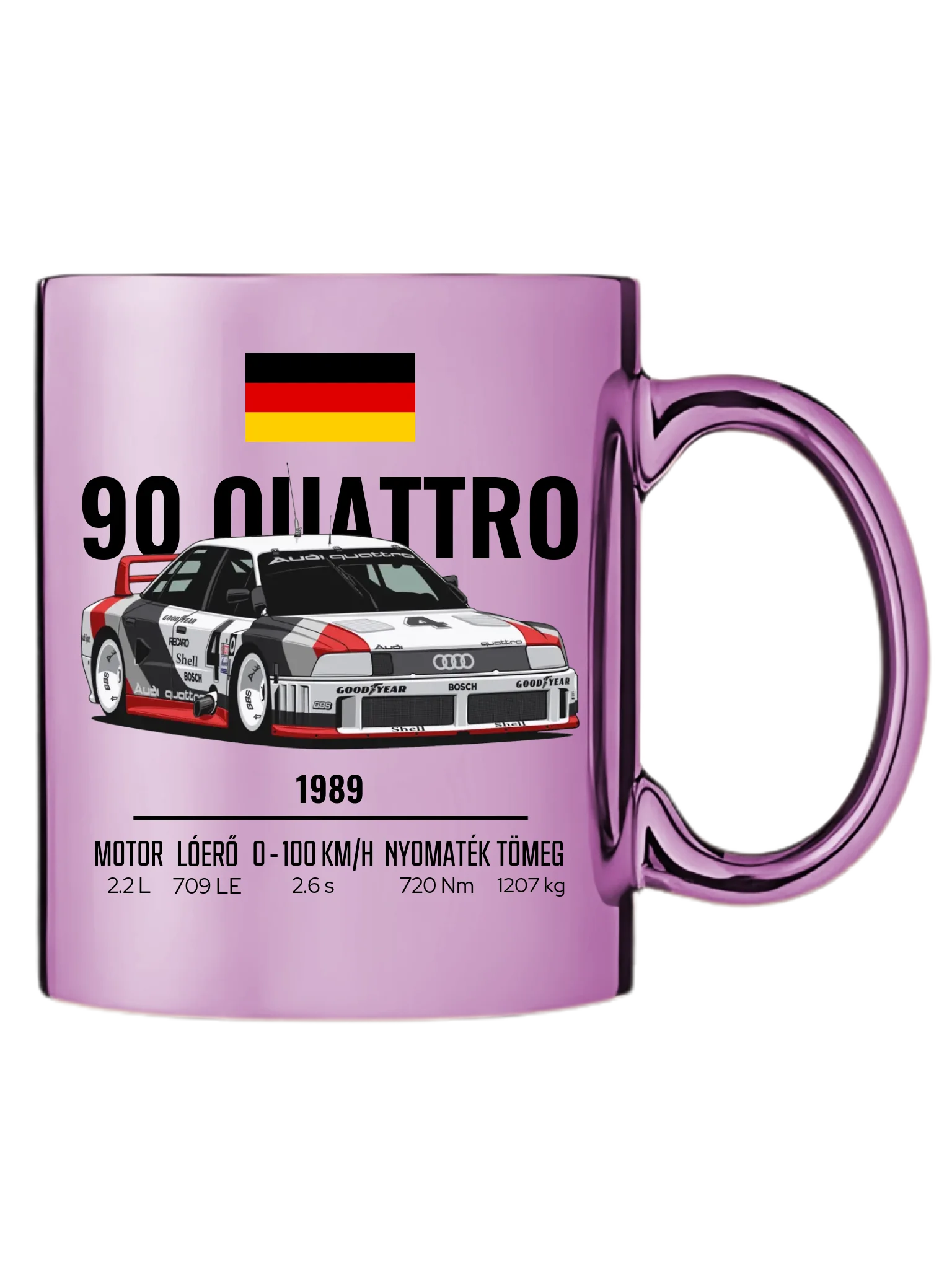 Autó illusztráció - 90 Quattro 20. - Egyedi személyre szabható bögre