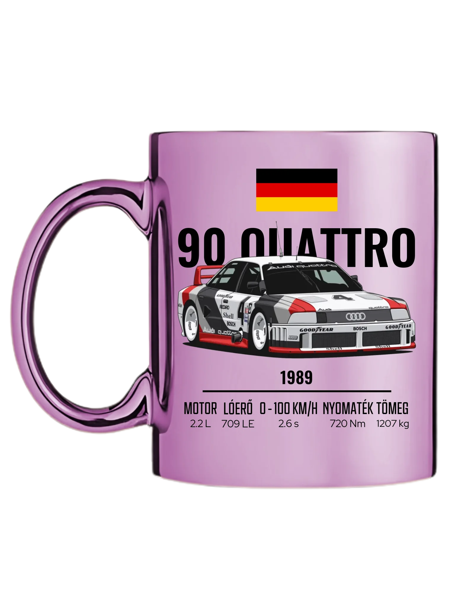 Autó illusztráció - 90 Quattro 20. - Egyedi személyre szabható bögre