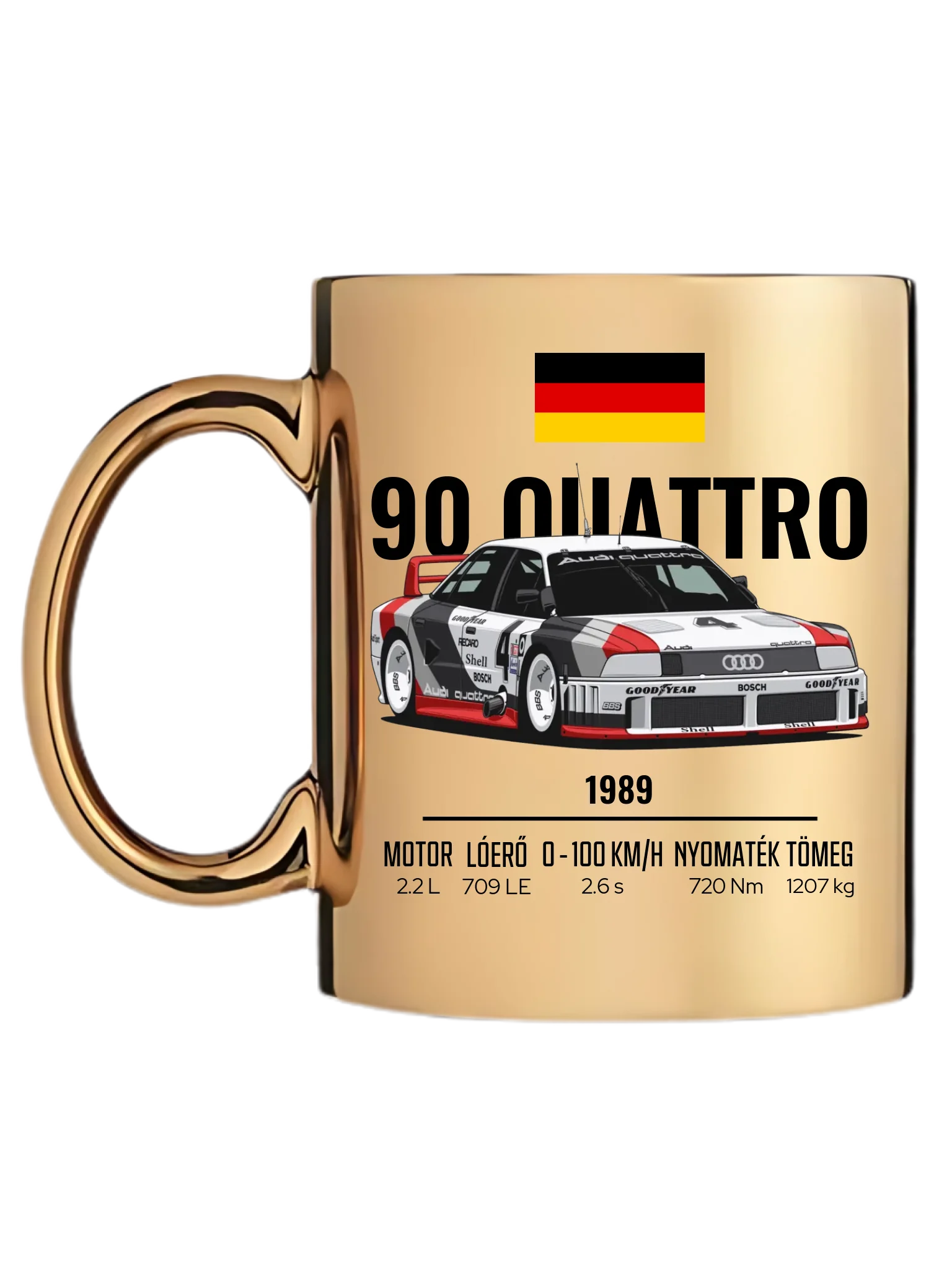 Autó illusztráció - 90 Quattro 20. - Egyedi személyre szabható bögre