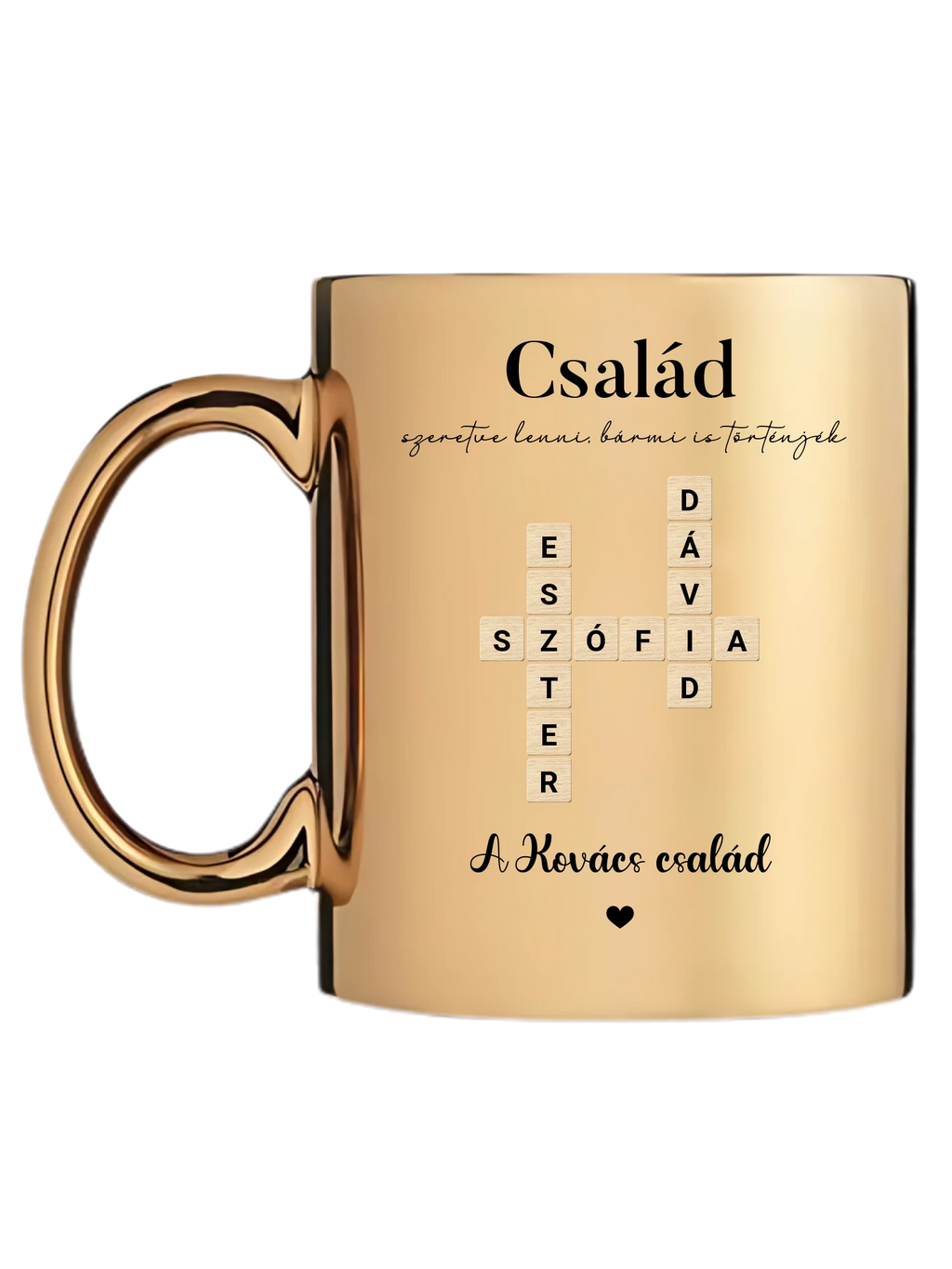 Arany metál bögre bal oldal