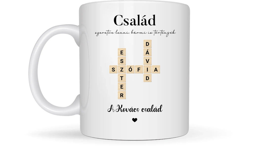 Szókirakó - Ajándék családnak - Személyre szabható bögre