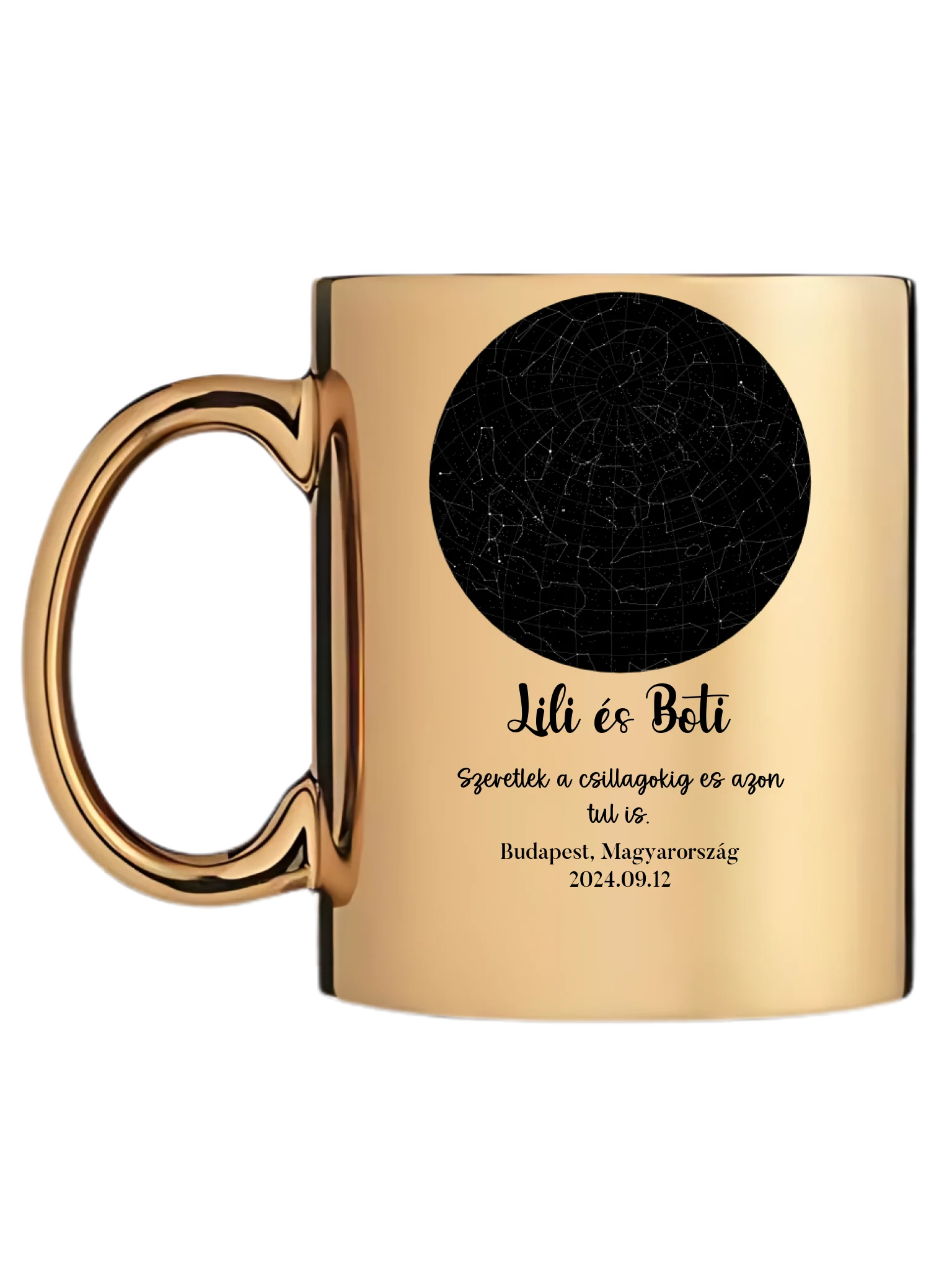 Arany metál bögre bal oldal