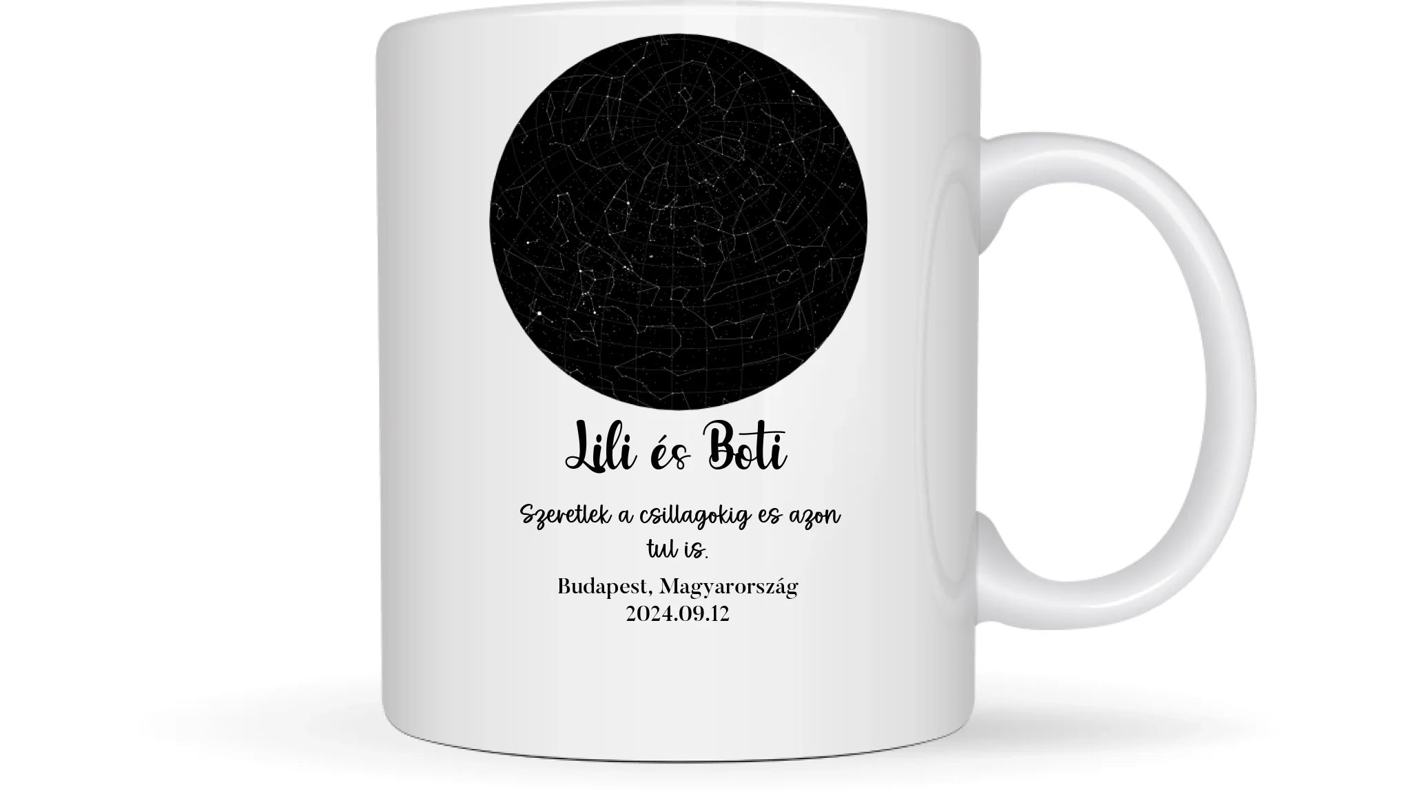 Csillagkép tejúttal és csillag nevekkel - Egyedi személyre szabható bögre